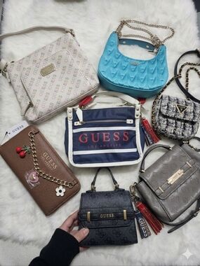 GUESS Multi-Color Mini Bag Collection Featuring Blue, White, Brown, Navy, Gray